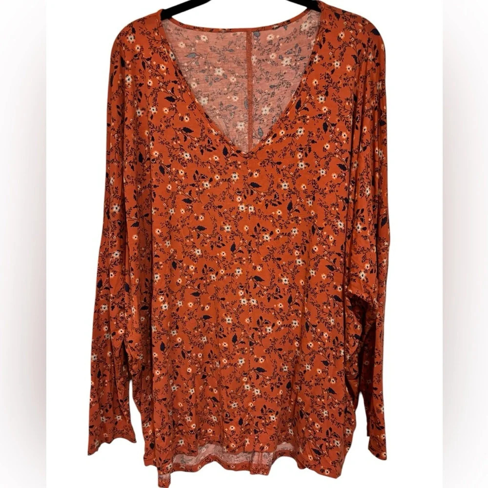 Dia & Co Orange Floral Top - Picture 1 of 4